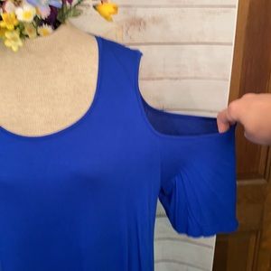 Elle Blue Cold Shoulder Scoop Neck Swing Top